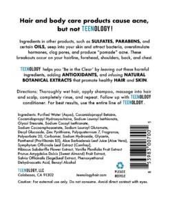 Teenology Shampoo for Teens - Avoid Forehead and Body Acne - No Sulfates or Parabens, Noncomedogenic, Natural Botanical Extracts, 16 oz. (Vanilla Almond) Vanilla Almond 9 71WvvWjSlOL