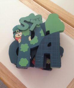 Happy St. Patrick's Wooden Screen Sign - hinged, Wood and Hand Painted - Shamrocks, Leprechauns, and Rainbows - St. Patrick's Day Tabletop Home Decor 23 71WwBJ6CXBL