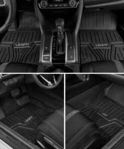 LASFIT Floor Mats Fit for Honda Civic 2016-2021 1st & 2nd Row Set, All Weather TPE Car Liners Black 29 71Wwiju7P9L