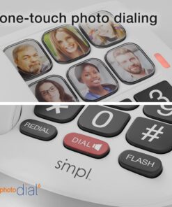 SMPL Hands-Free Dial Photo Memory Corded Phone, One-Touch Dialing, Large Buttons, Flashing Alerts, Durable, Perfect for Seniors, Alzheimer's, Dementia, Hearing Impaired, Handset Volume Increase White - 6 - Standard 14 71WxdESCv1L