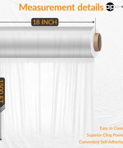 ACYPAPER, 18" Stretch Film/Wrap 1500 feet 80 Gauge Industrial Strength, up to 800% Stretch 20 Microns Clear Cling Durable Adhering Packing Moving Packaging Heavy Duty Shrink Film (4 Rolls/Box) 7 71WyM0A43SL