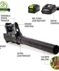 Alternative view of Greenworks 40V (110 MPH / 390 CFM) Cordless Axial Blower, 3.0Ah Battery and Charger Included LB-390 3Ah Battery and Charger