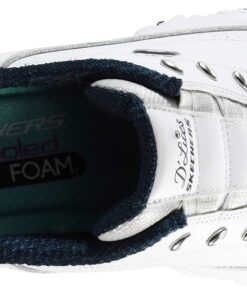 Skechers Sport Women's D'Lites Slip-On Mule Sneaker 6.5 Wide White/Navy 11 71WzQMUzTCL