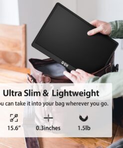 Portable Travel Monitor for Laptop QQH 15.6" 1080P FHD IPS Second Screen, USB C HDMI External Gaming Monitor Display for Computer Phone PC MAC PS4 Switch, Foldable Kickstand Z1-9 Black 25 71WzV8e71eL