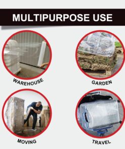 PofA Stretch Film Plastic Wrap - Clear, 18 In x 1200 Ft x 80 Gauge (20 Micron), 4 Roll with 1 Pair Hand Saver, Industrial Heavy Duty Shrink Wrap for Packing, Shipping, Pallet, Moving Supplies CLEAR - 4 ROLLS & HAND SAVER 13 71X KVt5htL