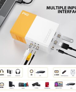Mini Projector, PVO Portable Projector for Cartoon, Kids Gift, Outdoor Movie Projector, LED Pico Video Projector for Home Theater Movie Projector with HDMI USB Interfaces and Remote Control projector YG300Pro 23 71X Uh0qh4L
