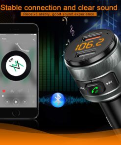 IMDEN Bluetooth 5.0 FM Transmitter for Car, 3.0 Wireless Bluetooth FM Radio Adapter Music Player FM Transmitter/Car Kit with Hands-Free Calling and 2 USB Ports Charger Support USB Drive black 31 71X1AMD EgL