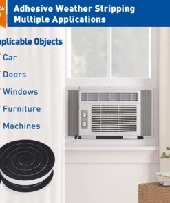 MAGZO Adhesive Foam Weather Stripping 1 Inch W X 1 Inch T, Thick Window Air Conditioner Sealer Open Cell High Resilience, Total Length 13 Feet (6.5ft x 2 Rolls) 1in x 1in x 13FT 20 71X1cN 2GOL