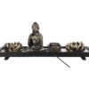 MyGift Desktop Zen Garden Kit with Buddha Statue, Incense Burner, Sand, Rake and Lotus Tea Light Candle Holder