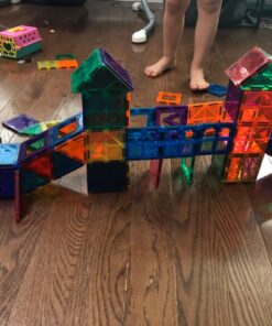 Playmags Magnetic Tiles for Kids, 60 Pc Magnet Blocks with ABC Click-ins, STEM Development Building Toys for Boys Girls & Toddlers 60 Pcs Magnetic Tiles Set 19 71X1sCdM6L