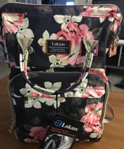 Srotek Diaper Bag Backpack Floral Baby Bag Water-Resistant Baby Nappy Bag with Insulated Water Bottle Bag/Changing Pad for Women/Girls/Mum (Flower Pattern) 39 71X2KT l0L
