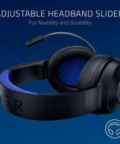 Razer Kraken X Ultralight Gaming Headset: 7.1 Surround Sound - Lightweight Aluminum Frame - Bendable Cardioid Microphone - for PC, PS4, PS5, Switch, Xbox One, Xbox Series X|S, Mobile - Black/Blue Classic Black/Blue 25 71X2slxtlaL