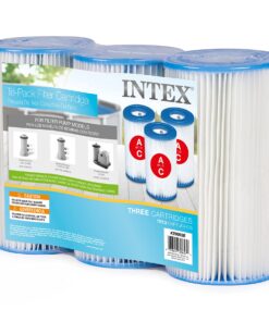 INTEX 29003E Type A Pool Filter Cartridge: For INTEX Filter Pumps – Easy-To-Clean – Dacron Paper – Efficient Filtration – Three Pack