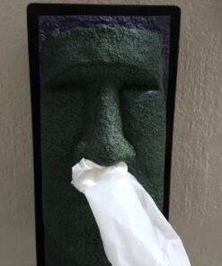 Tiki Head Tissue Box Cover - Green Face with Black Sides Black & Green 30 71X3 E92TL