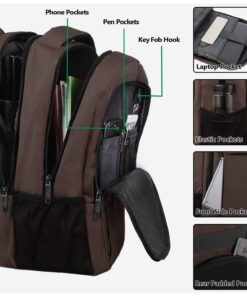 15.6 in Laptop Backpack, School Backpack with USB for Men Women and College Student, Durable Laptop Bag for Laptop Accessories Water Resistant Travel Backpack Functional Birthday Gifts for Her and Him 15.6 Inch Tawny Brown 22 71X4GxMSDXL