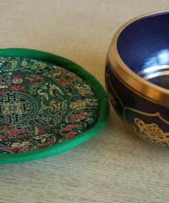 4" Exquisite Tibetan Singing Bowl Set for Meditation ~ Auspicious Eight Lucky Symbols, Buddha Eye & Dorje Painted ~ Silk Cushion & Wooden Mallet Included ~Handmade in Nepal by Thamelmart 50 71X4c7gFzL