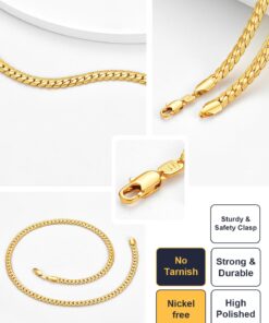 U7 Diamond Cut Miami Cuban Link Chain for Men Women Stainless Steel Curb Chain Necklace, Cool Hip Hop Jewelry Silver/Black/18K Gold Plated Chains, Width 3/6/9/12mm,18/20/22/24/26/28/30 Inch d.Flat Curb-6mm-gold 22.0 Inches 23 71X4hhFVJPL