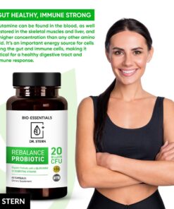 Rebalance Probiotic Supplement - Dr. Ian Stern Formulated - for Superior Digestion & Immunity – W/Organic Prebiotic & L-Glutamine - 20 Billion CFU - 60 Capsules 14 71X4mn40KGL