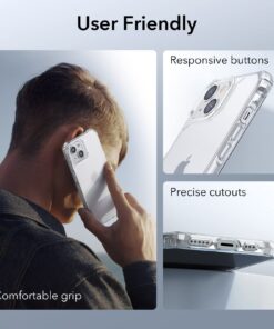 ESR for iPhone 14 Case/iPhone 13 Case, Military-Grade Protection, Shockproof Air-Guard Corners, Yellowing-Resistant Acrylic Back, Phone Case for iPhone 14/iPhone 13, Air Armor Case, Clear iPhone 14/13 25 71X5yxzMUXL