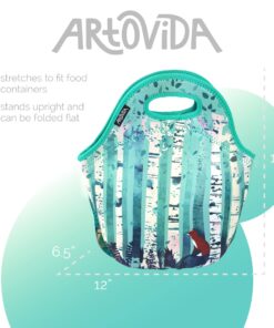 Artovida Artists Collective Insulated Neoprene Lunch Bag With - Design by Michelle Li Bothe (Germany) Birches - Washable Soft Lunch Tote for Work and Picnic - Classic Michelle Li Bothe Birches 19 71X6D9GkyL