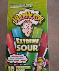 Warheads, Fat Free Freezer Pops, Assorted Flavors, Extreme Sour ,12 Boxes,10 - 1 oz pops per box,1 Ounce (Pack of 120) 21 71X7H1Jj4XL