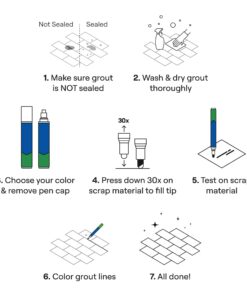 Grout Pen White Tile Paint Marker: Waterproof Grout Paint, Tile Grout Colorant and Sealer Pen - White, Narrow 5mm Tip (7mL) Narrow Tip 30 71X9GU3btL