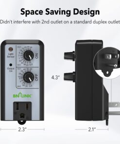 BN-LINK Short Period Repeat Cycle Intermittent Timer, Interval Timer - Day, Night, or 24 Hour Operation, Photocell Light Sensor Dusk to Dawn for Hydroponics Aquaponics Aeroponics 4.3 in * 2.3 in* 2.1 in 27 71X9NgqGWVL