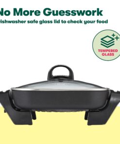 Alternative view of BELLA Electric Skillet and Frying Pan with Glass Lid, Nonstick Coating, Cool Touch Handles, Removable Heating Probe, Dishwasher Safe, 12 x 12 inch, Copper