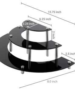 MyGift 6-Piece Set Black Acrylic Semicircle Server Cupcake Dessert Display Stand Shelves, Tabletop Collectible Product Showcase Risers Black (Set of 2) 13 71XAn2t6Z2L