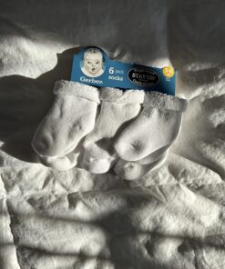 Gerber Baby Girls' 6-Pair Sock 3-6 Months White 28 71XAtkeJGVL
