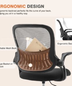 Sweetcrispy Office Computer Desk Chair, Ergonomic Mid-Back Mesh Rolling Work Swivel Task Chairs with Wheels, Comfortable Lumbar Support, Comfy Flip-up Arms for Home, Bedroom, Study, Student, Black 1 Chair 20 71XBNQIQrpL