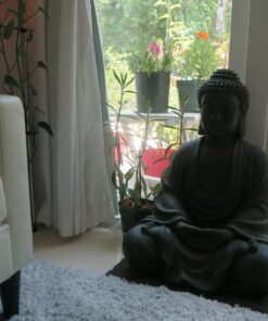 Design Toscano AL1614 Meditative, The Grand TempleIndoor StatueCabinet on Wheels Indoor/Outdoor Garden Statue, 20 Inches Wide, 15 Inches Deep, 26 Inches High, Handcast Polyresin, Dark Stone Finish Meditating Buddha 45 71XBddzauL