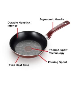 T-fal Initiatives Nonstick Cookware Set 18 Piece Oven Safe 350F Pots and Pans, Dishwasher Safe Red 18-Piece 31 71XCHOfx2 L