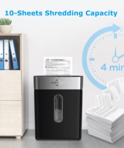 BONSEN Paper Shredder for Home Office, 10-Sheet Cross-Cut Shredder, P-4 High Security Level, Quiet Credit Card Shredder with Jam Proof System, 4 Gallons Bin (S3201) 10-Sheet Cross Cut 18 71XEjkYpczL