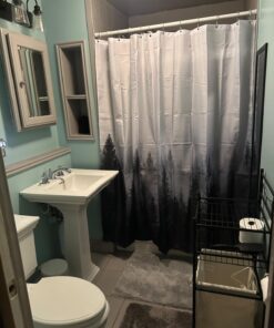 ORTIGIA Misty Forest Shower Curtains,Nature and Woodland Shower Curtain,Fantasy Fog Magic Winter Tree Bath Curtain for Bathroom,Waterproof Polyester Fabric 72" Wx72 L-with Hooks 72W x 72L(12 Metal Hooks,12 Grommets) Dark Forest 31 71XF6Fxp3fL