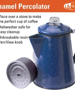 GSI Outdoors Percolator Coffee Pot | Enamelware Campfire Coffee Boiler Kettle for Outdoor Camping Cookware, Cabin, RV, Kitchen, Hunting & Backpacking Blue 8 cup 23 71XFJqTVw5L