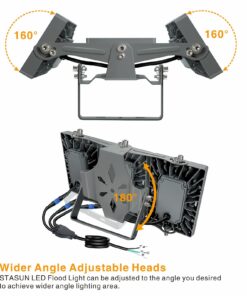 STASUN LED Flood Light Outdoor, 90W 8100lm Outdoor Lighting with 330° Lighting Angle, 5000K, 3 Adjustable Heads, IP66 Waterproof LED Exterior Security Area Lights for Yard, Street, Parking Lot Daylight White 15 71XGbOFr9LL