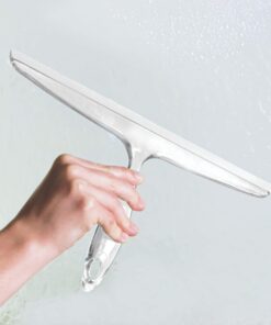 iDesign Plastic Bath Squeegee for Glass with Suction Hook Holder – 12", Clear 18 71XHGwq9NlL