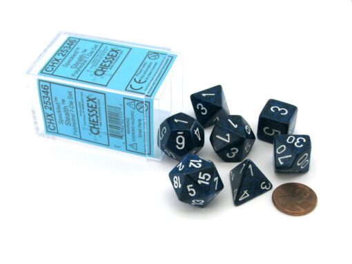 Polyhedral 7-Die Speckled Dice Set - Stealth