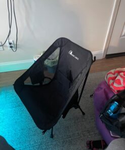 MOON LENCE Camping Chairs, Compact Backpacking Chair Lawn Chair with Side Pockets Portable Lightweight Heavy Duty Small Folding Chair for Hiking & Beach & Fishing Black 50 71XIWk ioL