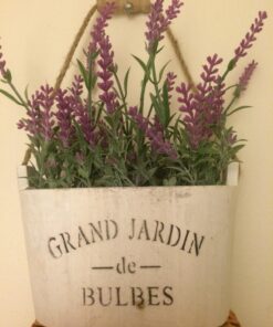 Butterfly Craze Artificial Lavender Plants in Rustic Wooden Planters - Lifelike, Stunning Faux Silk Purple Flowers Perfect for Elevating Your Patio, Home Décor, or Office (Set of Two), White Pots 35 71XJWli5LYL