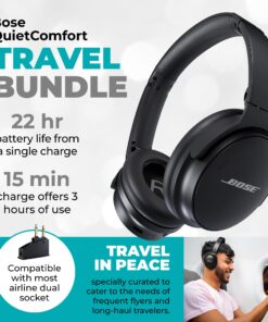 Alternative view of Bose QuietComfort 45 Headphones Bundle with QC15 Airplane Jack Adapter, Audio Cable, Cloth - Bluetooth Wireless Noise Canceling Headphones, Over Ear Headphones Bose Noise Cancelling Headphones (Black)