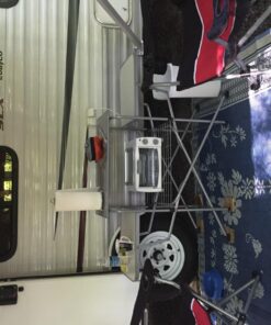 Camco Olympian Deluxe Portable Grill Table | Provides Plenty of Room for Grilling Gear | Ideal for Picnics, Camping, Boating, Tailgating, and Backyard BBQs | (57293) Silver Camping Grill Table 57 71XKlz0b5sL