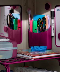 LockerMate 7-Piece Locker Organizer Kit, Includes Locker Shelf, Mirror, Whiteboard, Storage Cup & Dry Erase Marker, Pink 13 71XKrLSjKcL