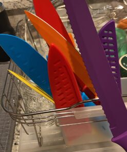 Amazon Basics Color-Coded Kitchen 12-Piece Knife Set, 6 Knives with 6 Blade Guards, Multicolor, 13.88 x 4.13 x 1.38 inch 35 71XLvm4LzaL