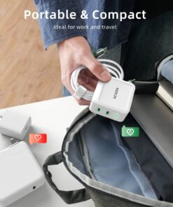 100W USB C Charger Block, MOKiN GaN III 2-Port Type C Wall Charger Foldable Power Adapter, USB C Power Adapter, for MacBook Pro/Air, iPhone 14 Pro Max, iPad, Google Pixelbook, and More White 34 71XMJS70O3L