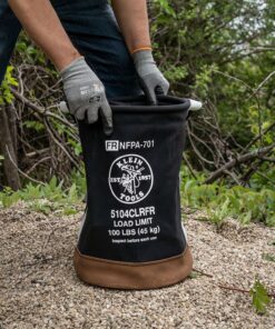 Klein Tools 5104CLRFR Canvas Bucket, Flame-Resistant Top Closing Tool Bucket, with Double-Reinforced Bottom, 100-Pound Load Rated 13 71XMo7nH5AS