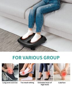 Nekteck Foot Massager with Heat, Shiatsu Heated Electric Kneading Foot Massager Machine for Plantar Fasciitis, Built-in Infrared Heat Function and Power Cord (Black) Black 26 71XNCjQwPOL