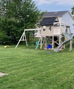 Jungle Gym Kingdom Swings for Outdoor Swing Set - Pack of 2 Swing Seat Replacement Kits with Heavy Duty Chains - Backyard Swingset Playground Accessories for Kids (Green) Green, 2 Pack Standard 40 71XNCuuNaBL