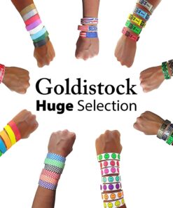 Heavier Tyvek Wristbands 7.5 Mil – Goldistock 500 Count Rainbow Variety Pack – ¾” Arm Bands - 100 Each: Neon Green, Blue, Red, Yellow & Orange Paper-Like Party Armbands - Wrist Bands for Events 16 71XNsDFYOJL